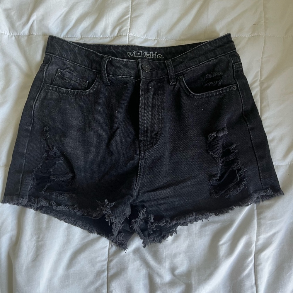 Black High Rise Jean Shorts